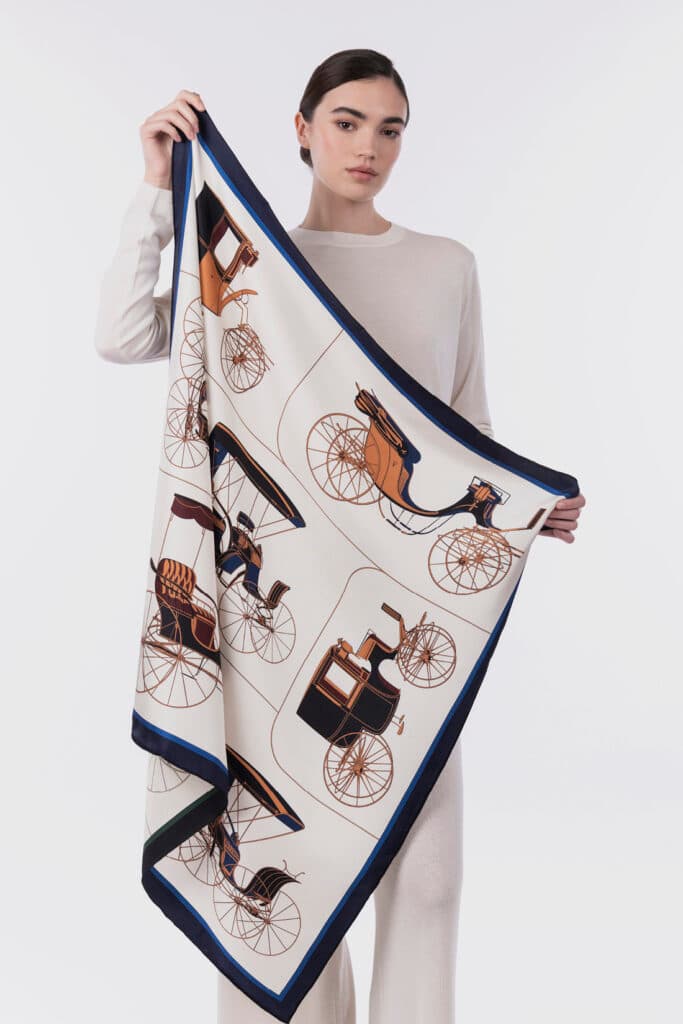 Printed Pure Silk Foulard 90×90 cm